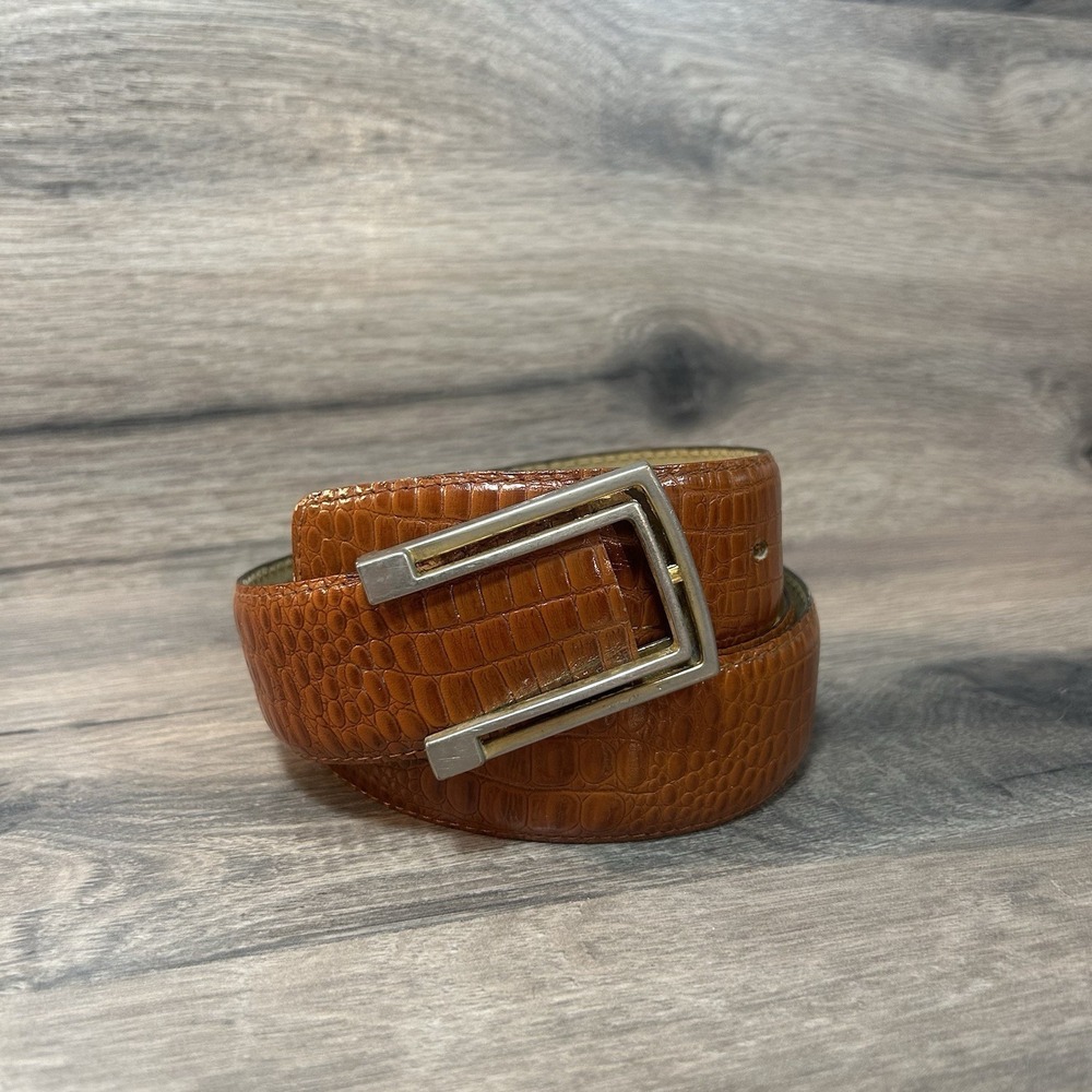 Vintage Crocodile Skin Leather Belt Brown 38/95